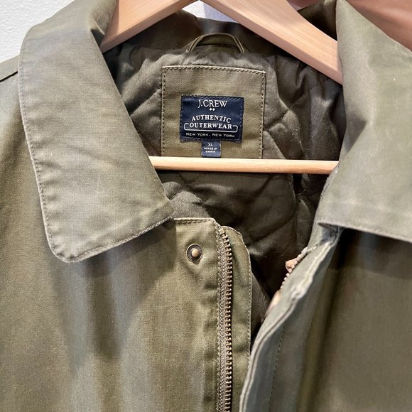 J. Crew Men’s Jacket Enfield Waxed Cotton Olive Green XL - Picture 7 of 8